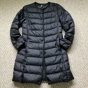 Uniqlo collarless buttoned packable coat jacket XS